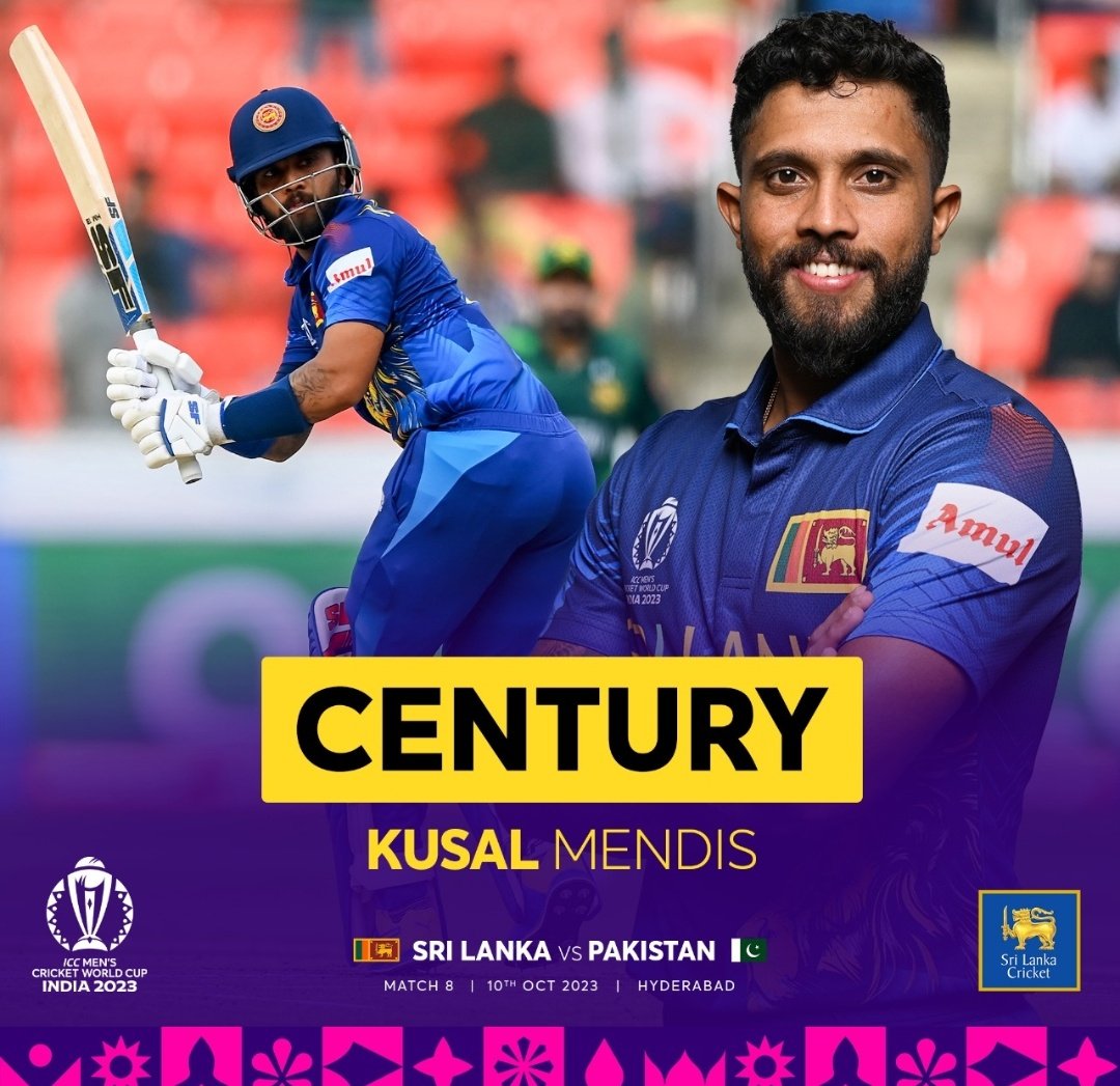 LazeenahS's tweet photo. Class cricket! Mendis finally brings up a century and he brings it up in style! First century by a Sri Lankan batsman vs Pakistan and the record fastest century by a Sri Lankan batsman in a World Cup. 💙💛 #SLvsPAK #CWC2020 https://t.co/aZgBpq5LuW