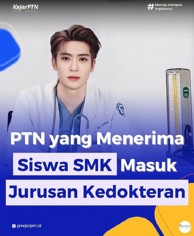 semangat buat kalian pejuang fk ptn! yg sudah terlanjur masuk smk, kalian masi punya harapan jadi dokter!! 😍
karena unnes &amp; upi membuka jurusan kedokteran bagi siswa/i lulusan smk 👍
