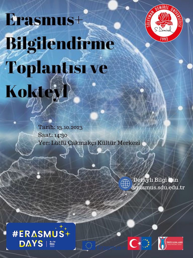 sdu_erasmus's tweet photo. Değerli Öğrenciler,
 
"Erasmus Days" haftasında sizlere Erasmus hakkında bilgi vermek isteriz, üniversitemizin olanakları hakkında bilgi sahibi olmanız sizlerin geleceğinizi planlamanızda fayda sağlayacaktır. 
 
Sizleri aramızda görmekten memnuniyet duyarız. https://t.co/dM5x1sbtwK