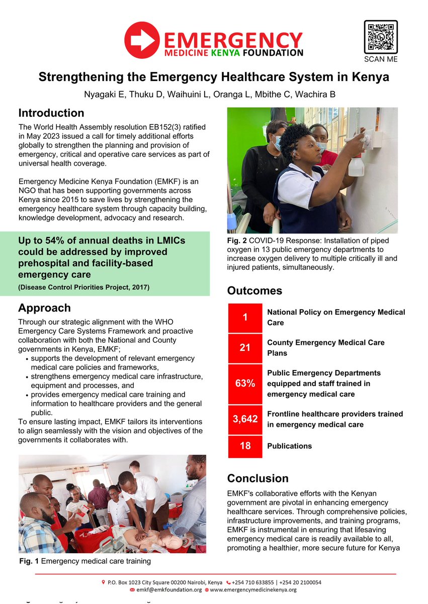 emkefoundation's tweet image. Building emergency healthcare systems in Kenya 🇰🇪 and across other LMICs can address up to 54% of annual deaths...that's all we are saying and doing. Check out our poster at #GCAM2023  @gatesfoundation @gchallenges #GrandChallenges 

#EMKF #emergencymedicine #savinglives