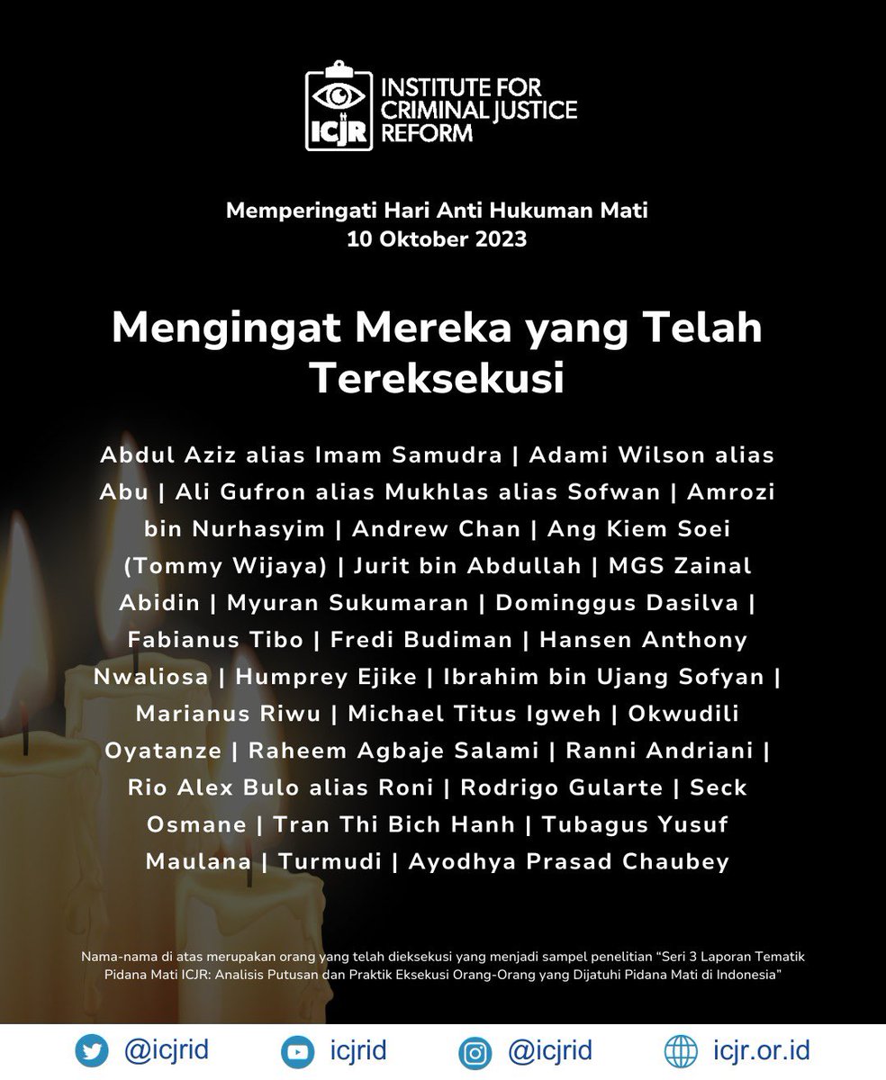 ICJRid's tweet photo. Nama-nama ini kami teliti, kejahatan harus diakhiri bukan kehidupan, di balik setiap nama itu ada cerita, mereka nyawa bukan hanya angka https://t.co/NQF5AGTCpA