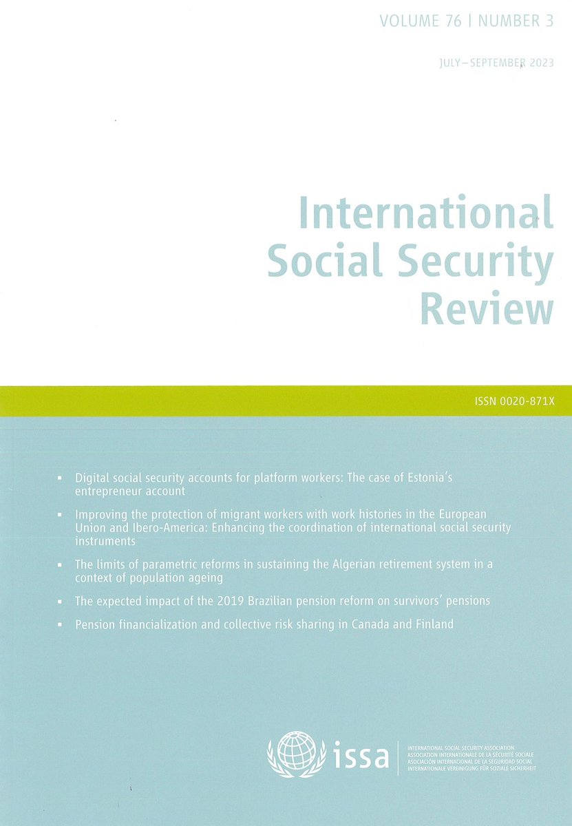 ISSACOMM's tweet photo. The International Social Security Review No. 3, 2023 is out with a number of high-quality articles linked to ISSA priorities
#socialsecurity #digital #migrants #populationageing #pensions #risks #IntSocSecReview
ISSA members have free access as always
https://t.co/be0ey2hlCb https://t.co/MGyFv04G8a