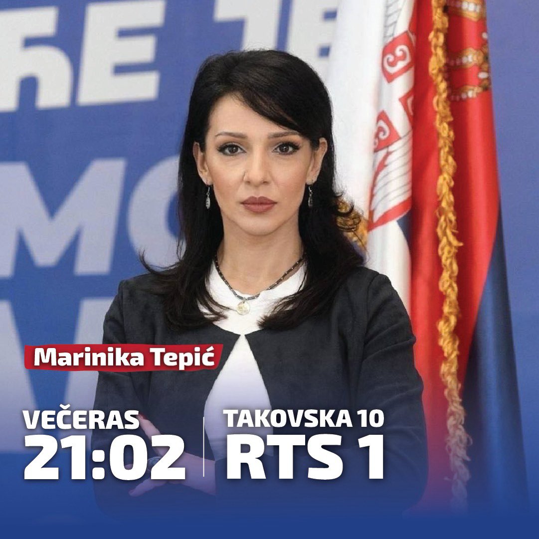 Pratite večeras <a href="/MarinikaTepic/">Marinika Tepić</a> na RTS1.