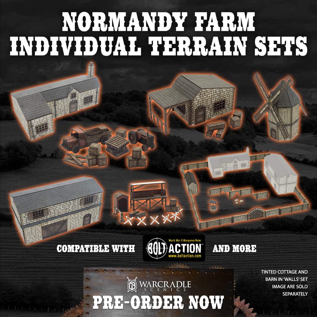 warcradlestudio's tweet photo. Prepare your farmstead for the incoming onslaught with our range of Normandy Farm scenics, now available as individual terrain kits.
Pre-order yours now from your FLGS or Online: https://t.co/b7XPXtfkU2
#wargaming #tabletopterrain #tabletopscenery #wargamingterrain https://t.co/H802pdavg4