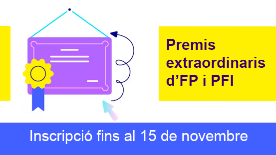 Els Premis Extraordinaris són un reconeixement oficial dels mèrits de l'alumnat que demostra una preparació especial. S'ha obert la inscripció pels premis d'#Fp i #Pfi. Consulteu-ne els requisits!

📅 Fins al 15 de novembre

🔗 gen.cat/3F9HvmQ

#AlsCentres