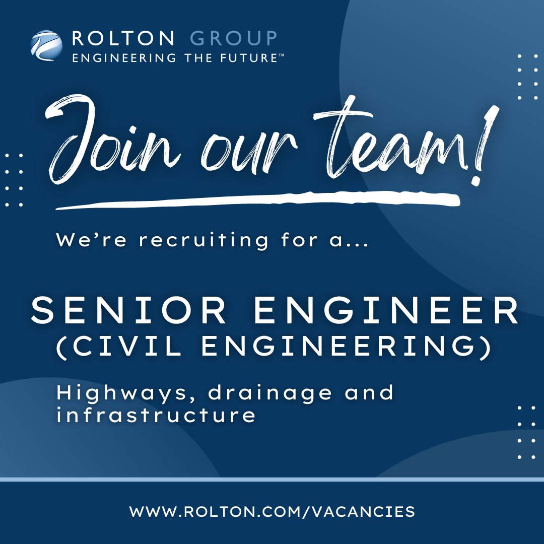We're #recruiting! We're looking for an experienced Senior Engineer to join our growing Civil &amp; Infrastructure service line.

Check out the full description for this role and other vacancies on our website 👇:
rolton.com/careers/opport…