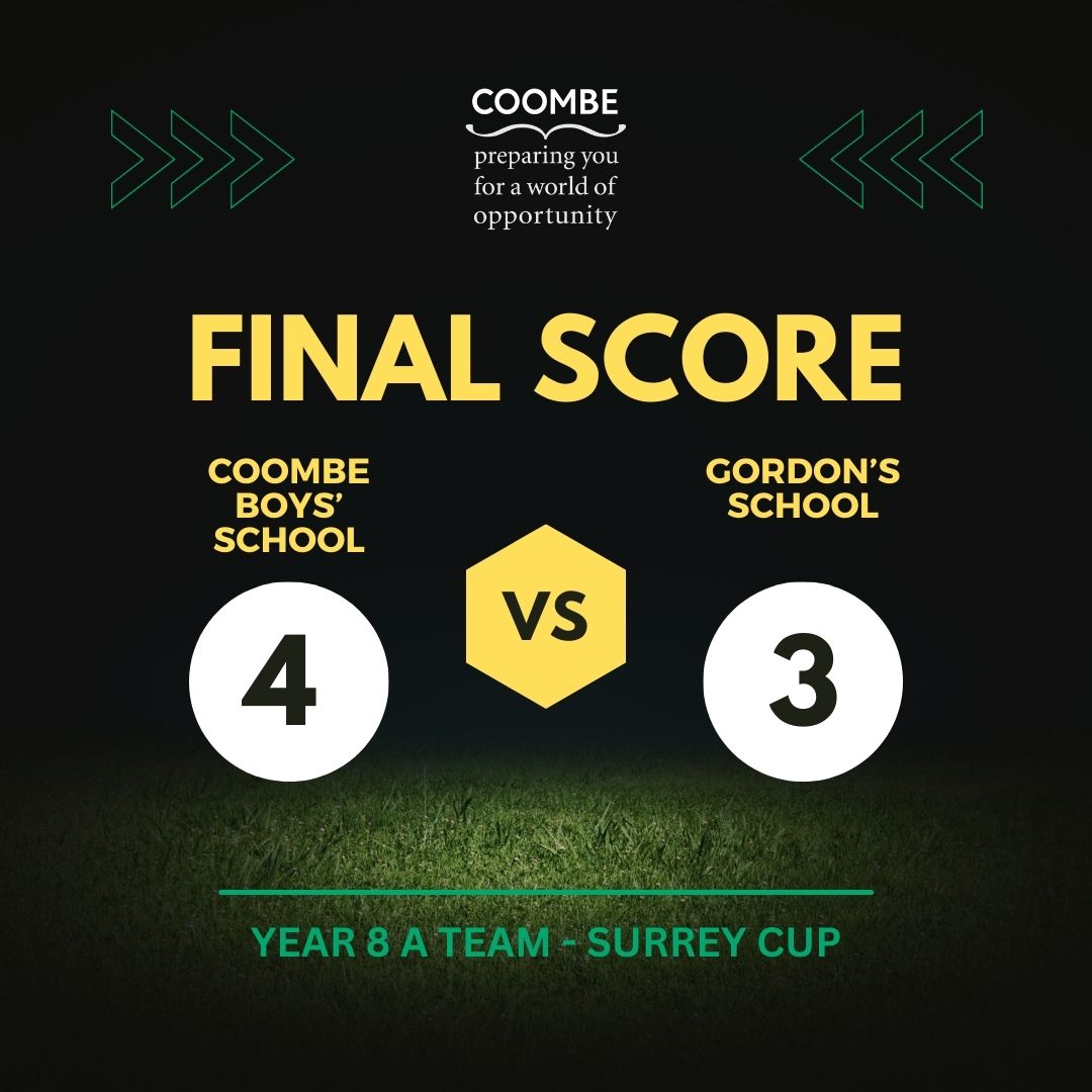 Congratulations to the Year 8 A Team who beat Gordon's School 4-3 in their latest Surrey Cup match. Man of the match was Daniel Sadler.

#CBSTeamPE