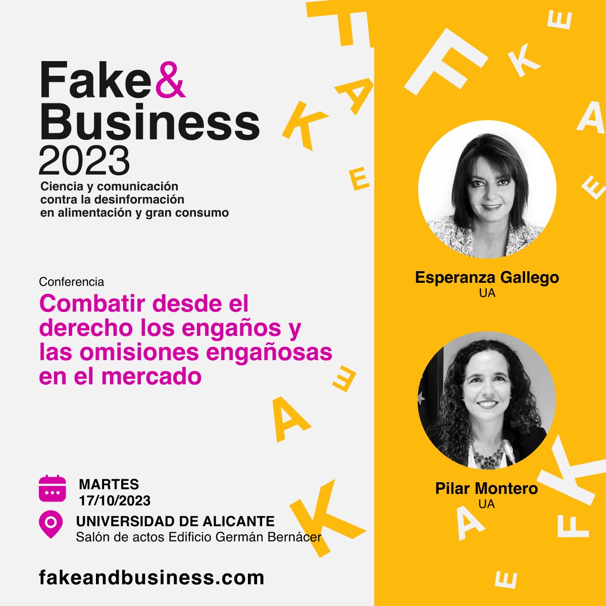 Cátedra de la Marca Corporativa (@catedramarcaua) on Twitter photo ¿Cómo se combaten desde el derecho los engaños y las omisiones en el mercado?
El próximo martes tendrá lugar en <a href="/UA_Universidad/">Universidad de Alicante UA</a> el evento "Fake&Business 2023" donde daremos respuesta a esta y otras preguntas clave sobre el tema de la desinformación en alimentación y gran consumo ¿Cómo se combaten desde el derecho los engaños y las omisiones en el mercado?
El próximo martes tendrá lugar en <a href="/UA_Universidad/">Universidad de Alicante UA</a> el evento "Fake&Business 2023" donde daremos respuesta a esta y otras preguntas clave sobre el tema de la desinformación en alimentación y gran consumo
