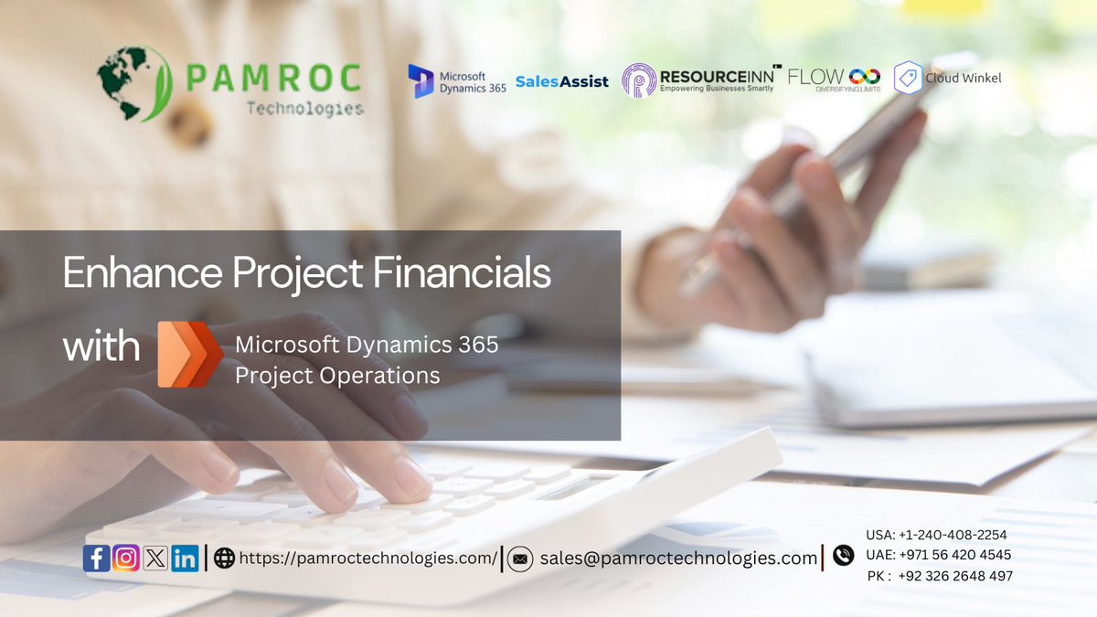 PamrocTech's tweet image. We enhance project financials by tracking costs, budgets, revenues and more to keep profitability in check. 
w. pamroctechnologies.com
#Pamroc #Technologies #MicrosoftDynamics365 #Project #Operations #SimplifyOperations #OptimizeProcesses #ImproveEfficiency #SmartTechnology
