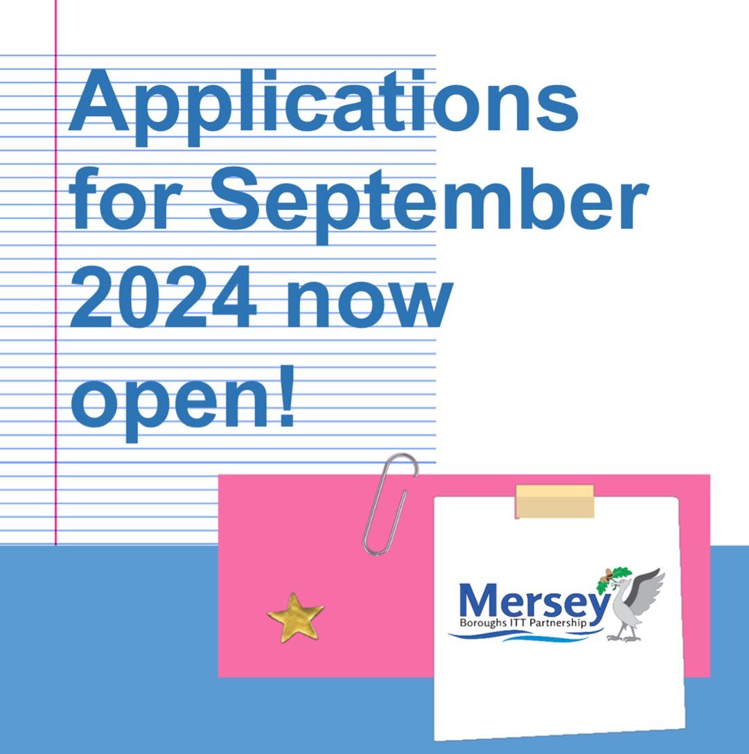 merseyitt's tweet photo. Thinking of training to become a Primary School Teacher?
Do you want to make a difference? Great teachers change children's lives!
Applications for our Primary #teachertraining course open today!
#PGCE #QTS #schoolbasedteachertraining #MBITT #SCITT @getintoteaching https://t.co/oKg6suPiPc