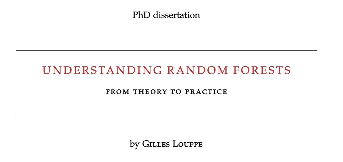 Ready to nerd out on random forests? Someone wrote an entire Ph.D. thesis on random forests ❤️ 200 pages of gems. Highlights: Why ensembles work, interpretability of forests, and making random forests work on huge datasets. buff.ly/3QbTC9o