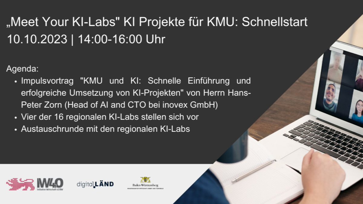 Last Call - Letzte Chance für die Teilnahme am 1. 'Meet Your KI-Lab' heute um 14 Uhr. Noch nicht registriert ✍️? Keine Sorge, kurze Direktnachricht und der Zugangslink folgt! Bis gleich😊

#DigitalHubsBW #KarlsruheDigital #KILabs #KIAllianz