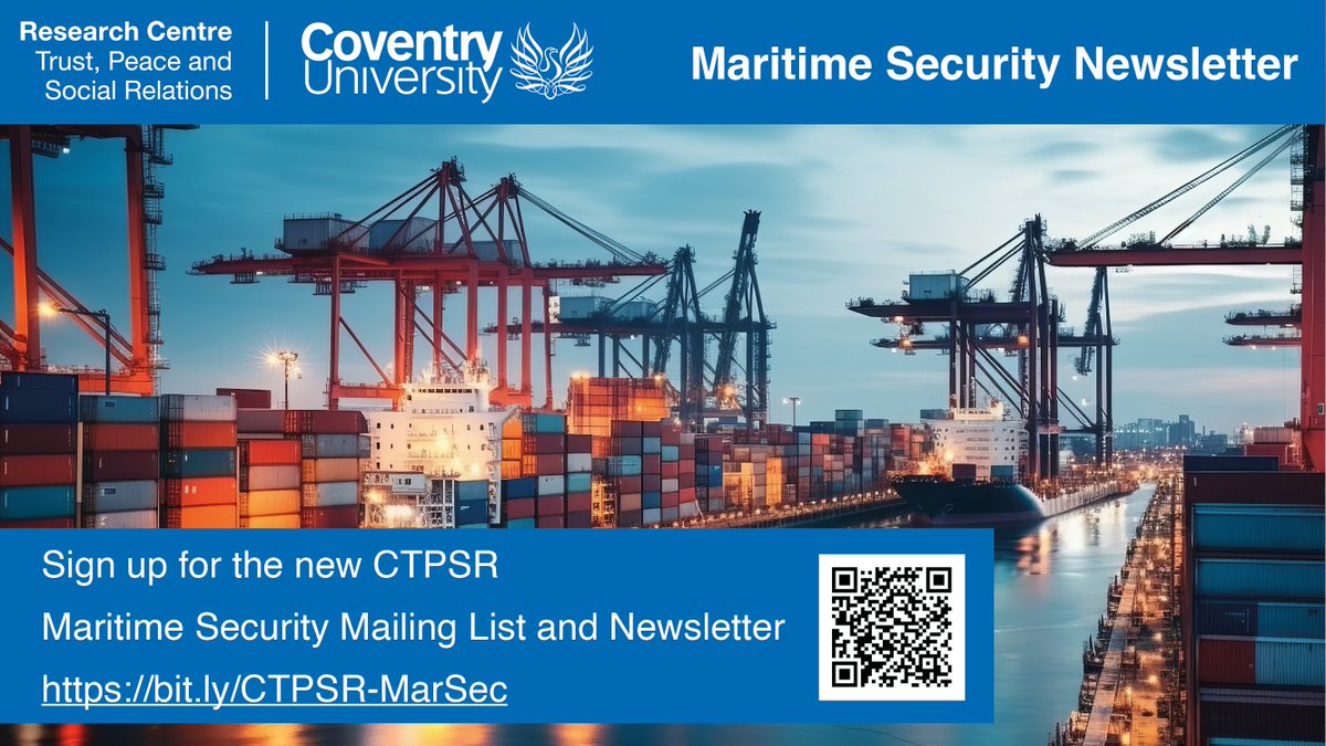 CPS_Coventry's tweet photo. We're excited to announce that #CTPSR has launched a  #MaritimeSecurity newsletter, which includes news and briefing reports written by @covcampus researchers for the newsletter. If you missed the first issue you can read it online: https://t.co/5ONuqTcGOB Be sure to sign up! ⬇️ https://t.co/Zf3UNn6WM0