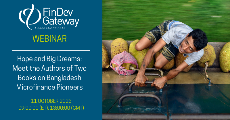 FinDev Gateway (@findevgateway) on Twitter photo Join this <a href="/FinDevGateway/">FinDev Gateway</a> webinar tomorrow! 🔗 findevgateway.org/findev-webinar…
<a href="/AlexCounts/">Alex Counts</a> & Scott MacMillan will present their latest 📚 books providing account of <a href="/BRACworld/">BRAC</a> & <a href="/grameenbank/">Grameen Bank</a> and how these two institutions contributed to development in Bangladesh & beyond.
#microfinance Join this <a href="/FinDevGateway/">FinDev Gateway</a> webinar tomorrow! 🔗 findevgateway.org/findev-webinar…
<a href="/AlexCounts/">Alex Counts</a> & Scott MacMillan will present their latest 📚 books providing account of <a href="/BRACworld/">BRAC</a> & <a href="/grameenbank/">Grameen Bank</a> and how these two institutions contributed to development in Bangladesh & beyond.
#microfinance