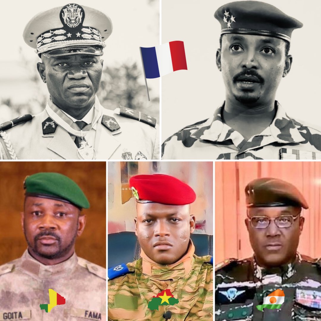 Nath_Yamb's tweet photo. Oligui Nguema, Mahamat Deby, Assimi Goïta, Ibrahim Traoré et Abderrahmane Tiani sont certes tous des putschistes, mais les 2 premiers ont été installés pour servir les intérêts de la France, et les 3 autres se sont installés pour servir les intérêts de leurs peuples. Différence! https://t.co/eG4ajdGHba