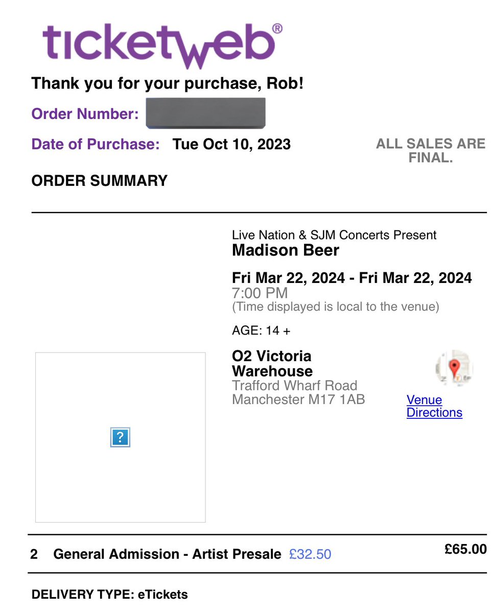 swiftmixer1989's tweet photo. I GOT MADISON TICKETS FUCKING YES!! 🫶🏻✨ @madisonbeer #spinnintour #ticketweb https://t.co/pnKpYTts6Y