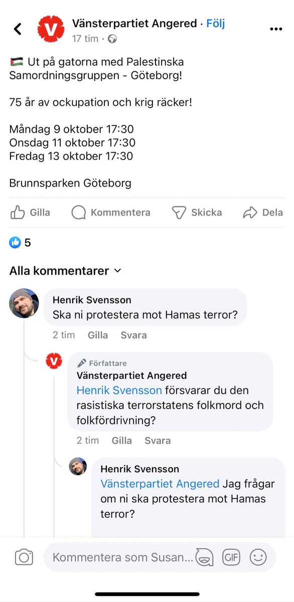 Ivarpi's tweet photo. Låt oss aldrig, aldrig, aldrig glömma vilka som firade Hamas massaker på civila israeler. 

Vänsterpartiet är i stort behov av städning. https://t.co/tZKQNftRkY