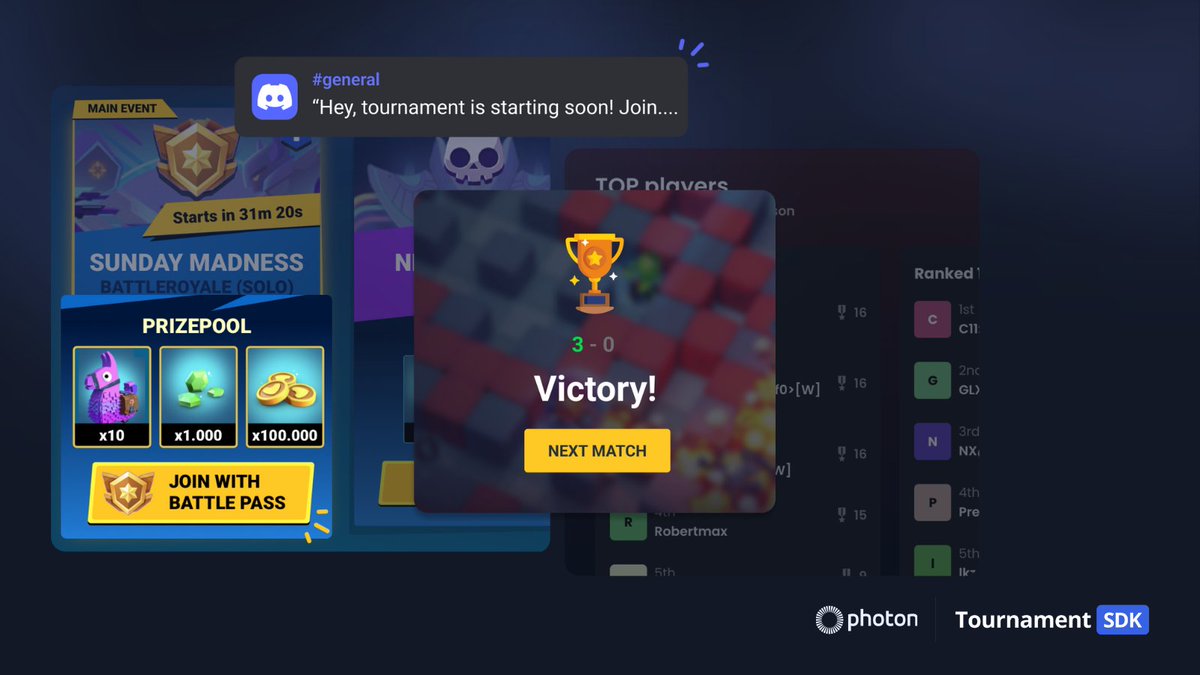 Photon Tournament-SDK - Real-time, eSports-style events inside your games