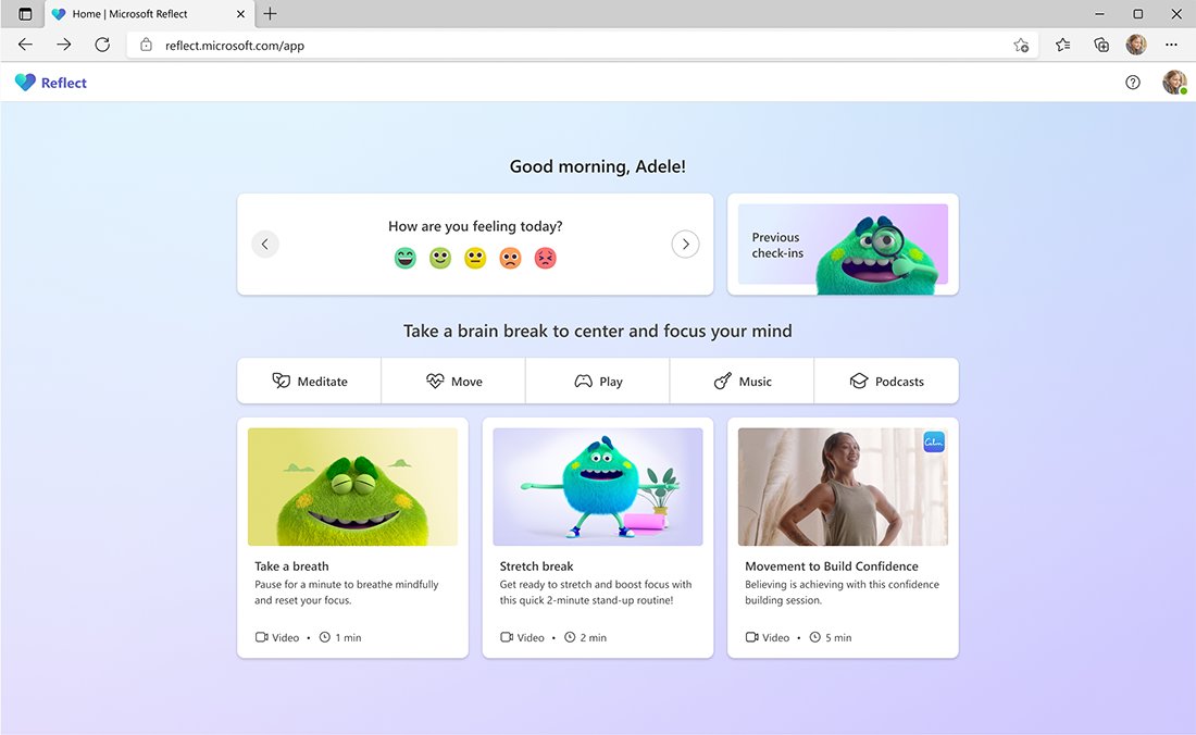 NEW! To celebrate #WorldMentalHealthDay, we have a bunch of new Reflect updates for announce 📢

🧠 Brain Breaks for students
🙏 Calm app and mindfulness 
⚙️ Reflect LTI app for LMS integration

Blog: educationblog.microsoft.com/en-us/2023/10/…

#edtech #MIEExpert #MicrosoftEDU
