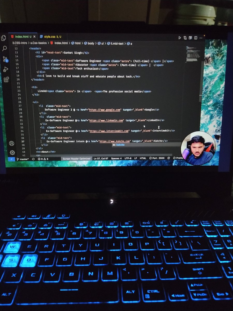 rahul_parmar325's tweet photo. 🎨 Just wrapped up the basics of CSS! 💻 Excited to add some style to my web development skills. Thanks to @isanketsingh and @riyabansal1998 for their fantastic guidance. Onward to the next challenge! 🚀 #CSSBasics #WebDevelopment #LearningJourney #AlgoCamp https://t.co/yQoMa7DW9M