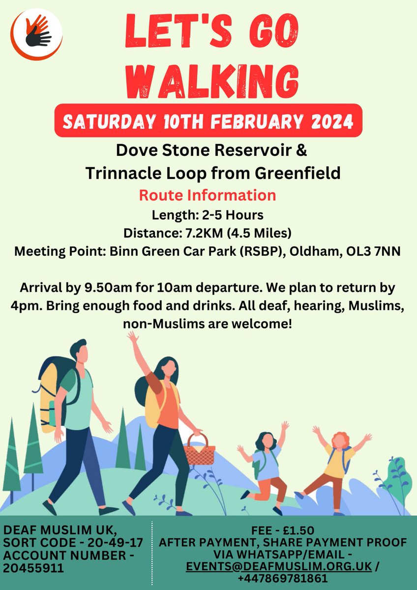 As’salamu Alakium 
Walking hiking

There will be a walking hiking event on Saturday 10th February 2024.