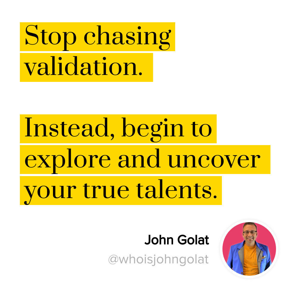 whoisjohngolat's tweet image. Stop chasing validation.
#Entrepreneur #coaching #mindhacking