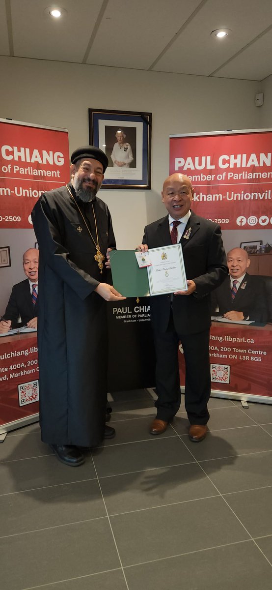 It is a great honour to receive HM King Charles III Coronation Pin 2023 Award presented to individuals who have shown “extraordinary contribution &amp; service to the community.” I am thankful to MP <a href="/PaulChiangMU/">Paul Chiang</a> of Markham-Unionville for his nomination and presentation of the award.