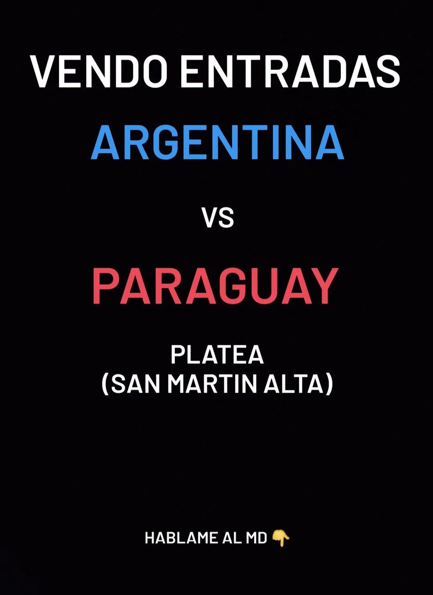 GMart07's tweet photo. Vendo entrada argentina vs paraguay san martin alta https://t.co/ZTKYxRidSH