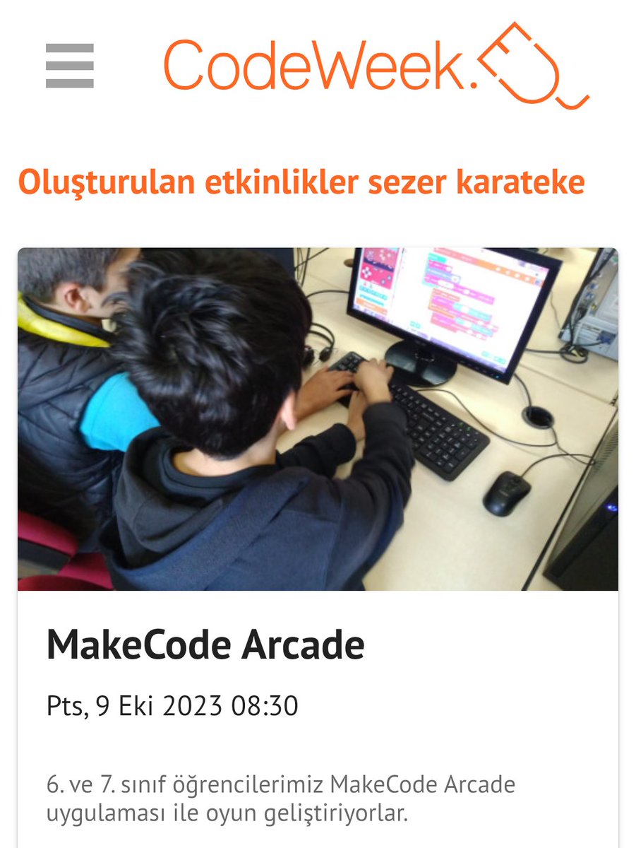kale_ybo's tweet image. MakeCode Arcade ile oyun geliştirme etkinliğinde; BT öğretmenimiz @SezerrK ve öğrencilerimiz MakeCode Arcade ile Oyun geliştirmeye başladılar.
#Codeweek2023 🌐
@denizlimem
@ArgeDenizli
#YapayZeka 🤖
@tcmeb
@emre_caliskan
@YTEMEL3
@CodeWeekEU
@CodeweekTurkiye
@kalemem20