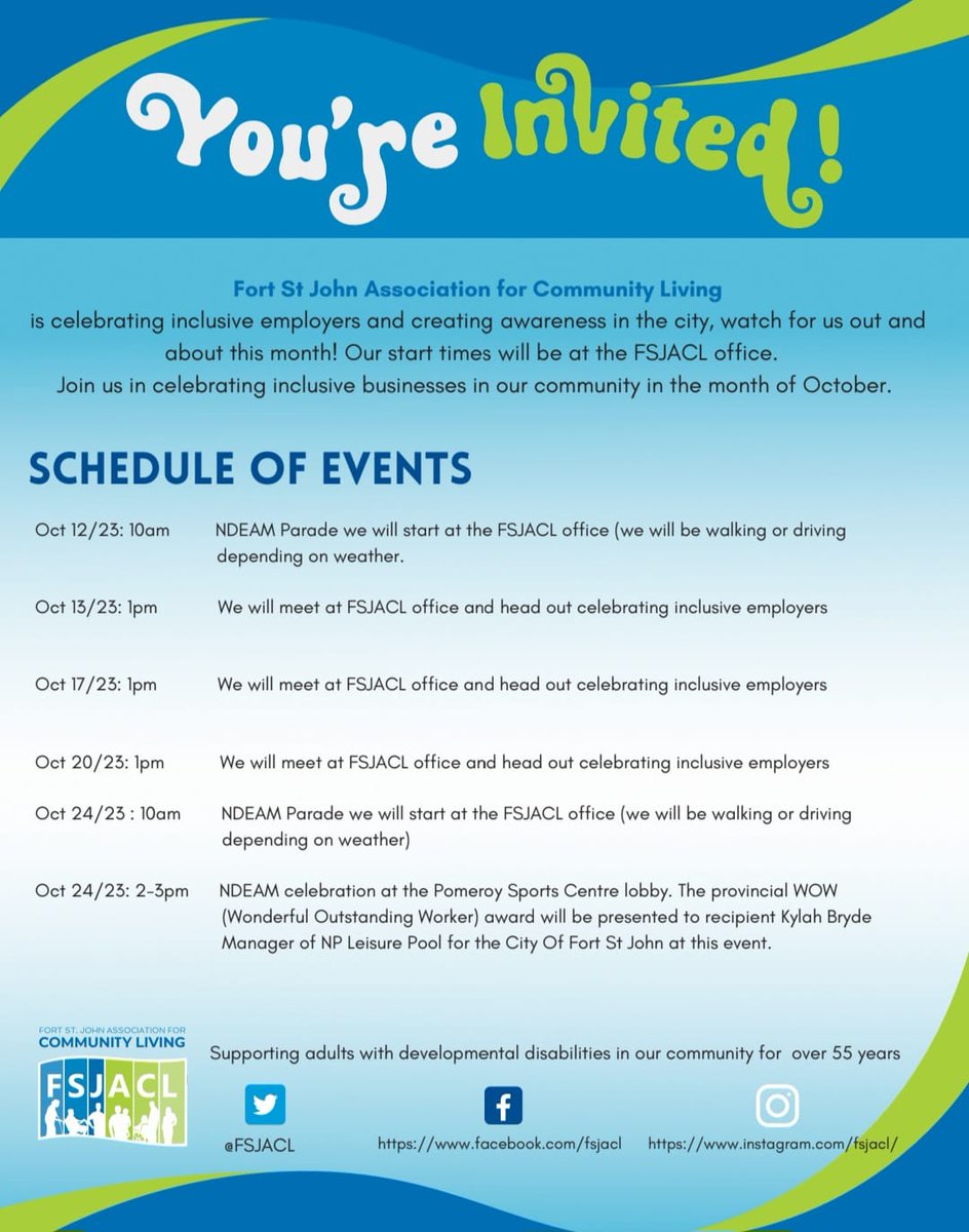Join us in spreading awareness and celebrating #NDEAM #NationalDisabilityEmploymentAwarenessMonth

You are invited to meet us at times listed below, at our office and join the movement #inclusion #inclusionmatters
