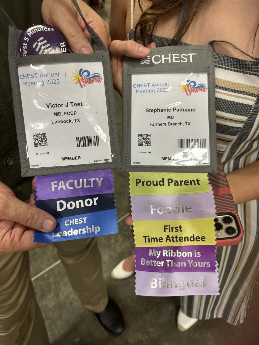 redraiderpulmcc's tweet photo. I’ve been out-ribboned by Stephanie Padauano MD a first time #CHEST2023 attendee in the resident poster area! @accpchest Welcome to CHEST Dr Paduano #trainingandtransitions https://t.co/NEtLgoxpND
