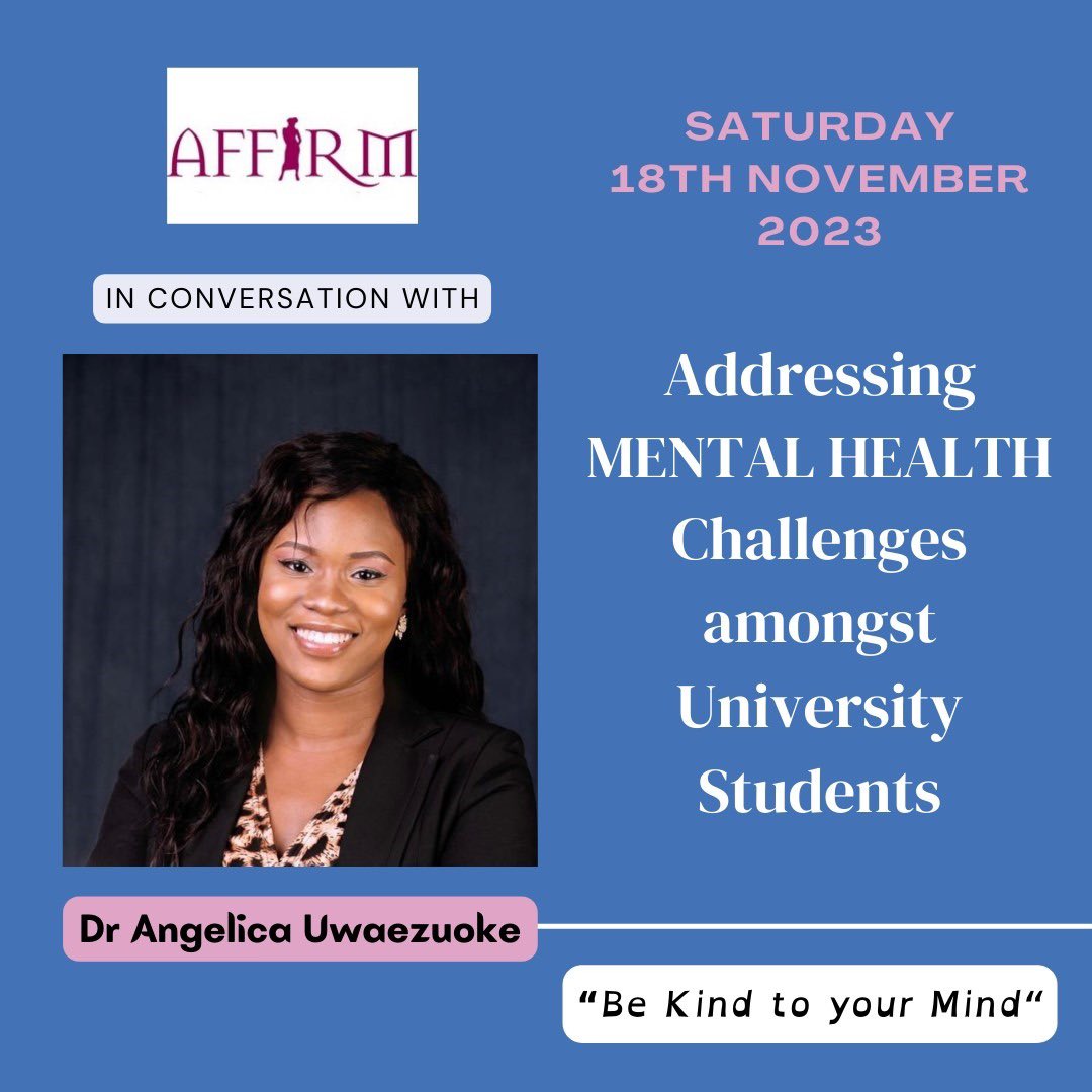 dokangie's tweet photo. We can make sure that mental health is what it should be—a fundamental human right—by becoming educated about the many mental health conditions, sharing love, and supporting people who are affected by them. 

I will be live on @AffirmWoman to discuss mental health issues. https://t.co/KRjh6jpNyF