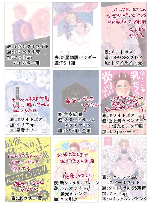 歴代同人誌の紙メモ… 