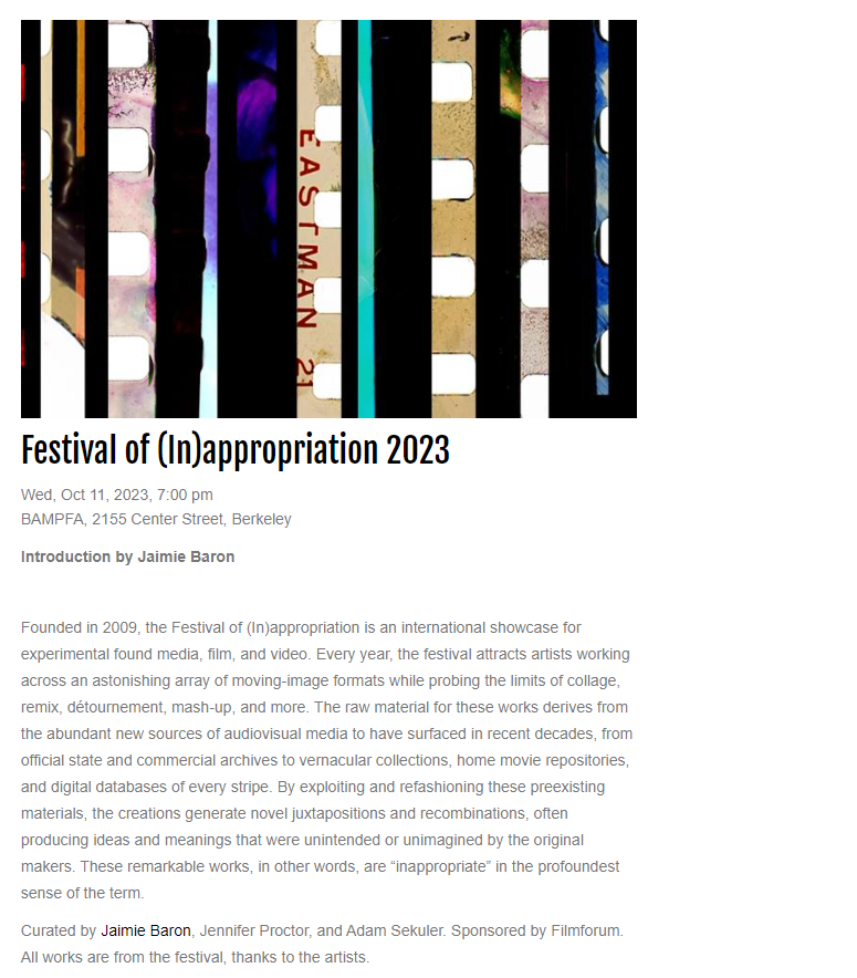 annaxmalina's tweet photo. Festival of (In)appropriation #13 will be premiering at @BAMPFA tomorrow, October 11, 7pm, 
including my {ölmondnacht} (OilMoonNight) alongside a very intriguing selection 🔗⬇️ 

really incredible to know that it continues being screened somewhere out there in the world :*) https://t.co/znl7jRTrss