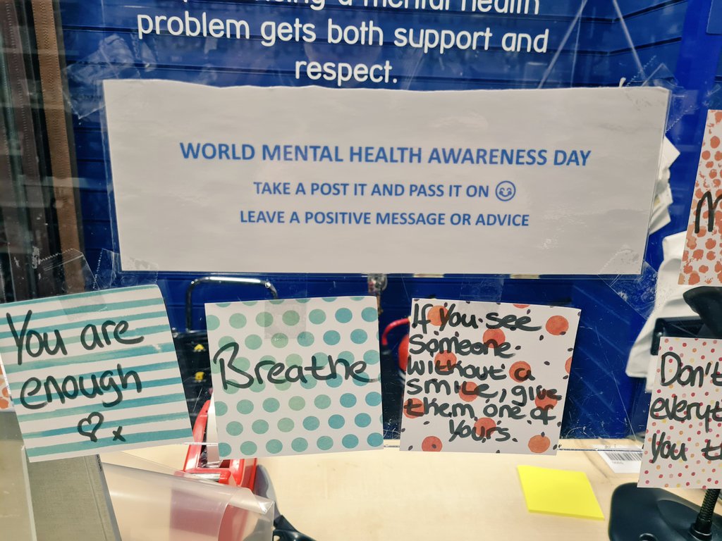 MindSouthwick's tweet photo. Setting a positive vibe at #southwickshop today for #WorldMentalHealthDay ❤️ https://t.co/YcJ0mADEl0