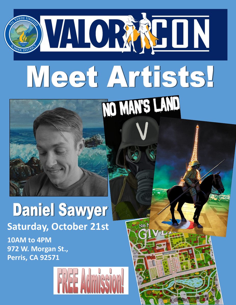 DrGregMcWhorter's tweet photo. The amazing Daniel Sawyer will be at Valor Con to share his epic comic, No Man's Land! Come meet Daniel and buy his beautiful comics! #comiccon #comicbookconvention #comics #writers #artists #comicbooks #art #valorcon #perris #perrisevents #free https://t.co/lGGDsPpiUH