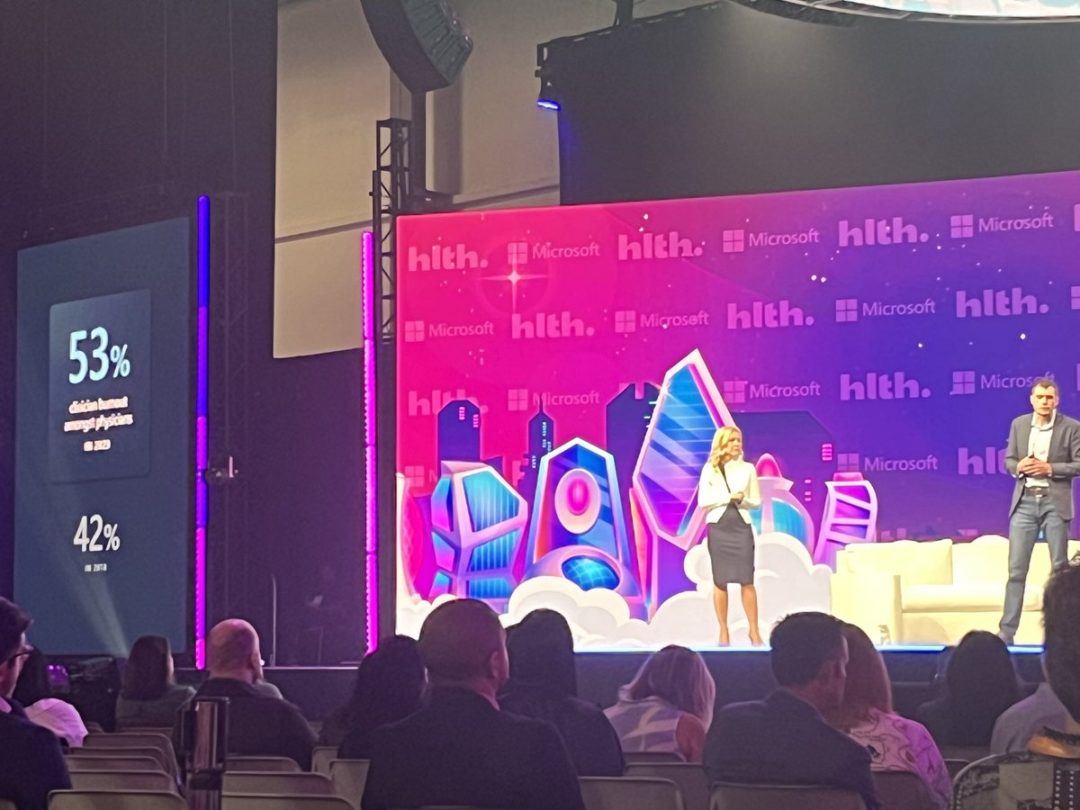 Sobering statistic on stage at #HLTH2023 this morning: 53% clinician burnout amongst physicians in 2023, up from 42% just 5 years ago