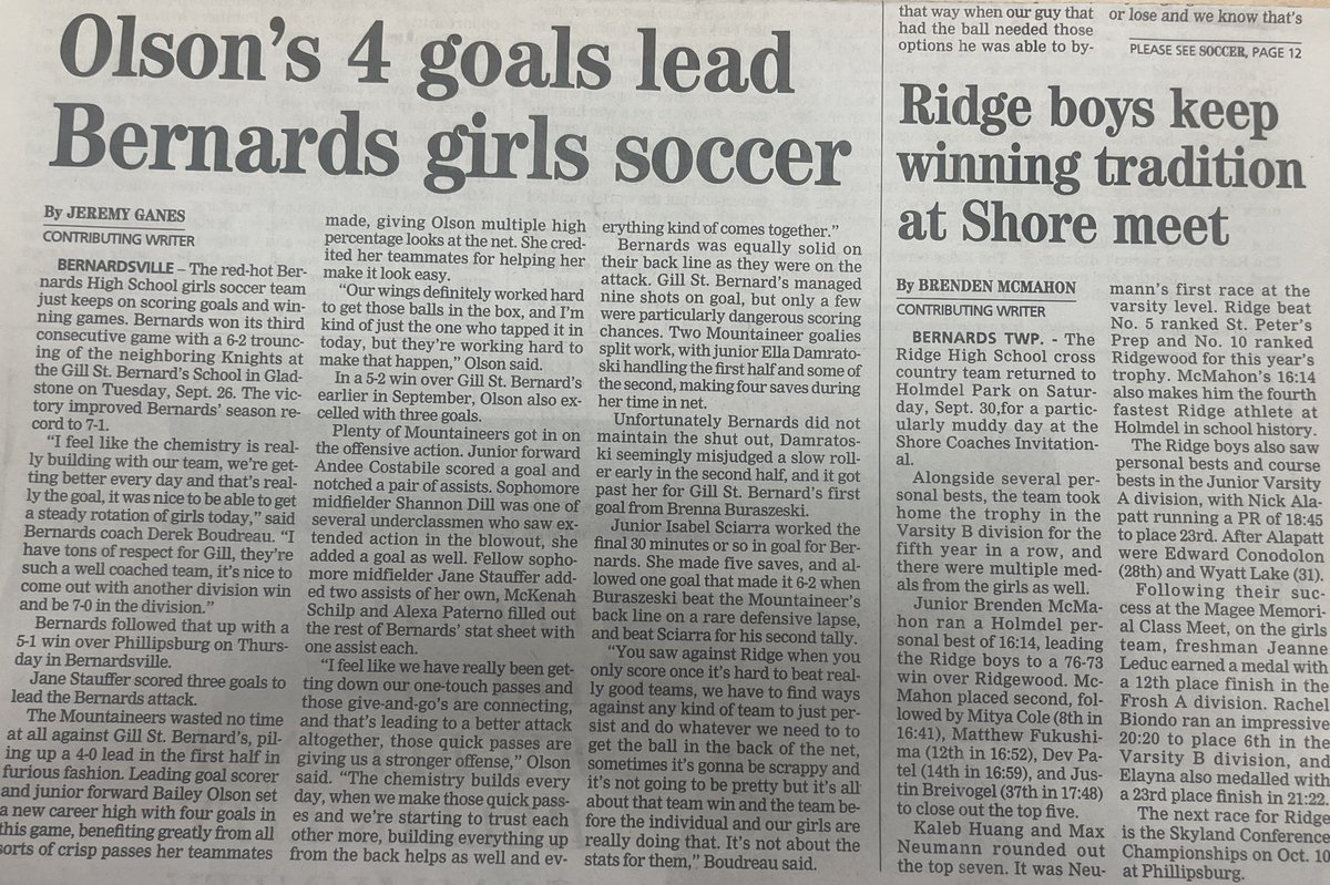 Bailey Olson 2025 (@bailey3olson) on Twitter photo Honored to be on the front sports page of the <a href="/Bville_News/">Bernardsville News</a> ! Huge thanks to my coaches teamates⚽️🏆
<a href="/UncommittedGrls/">UNCOMMITTED GIRLS for 🇺🇸 #CollegeSoccer</a> <a href="/TAProfileAPP/">TAP APP</a> <a href="/SSN_NCAASoccer/">Sidelines - College Soccer</a> Honored to be on the front sports page of the <a href="/Bville_News/">Bernardsville News</a> ! Huge thanks to my coaches teamates⚽️🏆
<a href="/UncommittedGrls/">UNCOMMITTED GIRLS for 🇺🇸 #CollegeSoccer</a> <a href="/TAProfileAPP/">TAP APP</a> <a href="/SSN_NCAASoccer/">Sidelines - College Soccer</a>