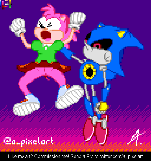 a_pixelart's tweet photo. It took a little longer than expected but here's my contribution for #SonicCD30th. A lewd interpretation of the scene where Amy is abducted by Metal Sonic.
#SonicCD #SonicNSFW https://t.co/ZnimlB76En