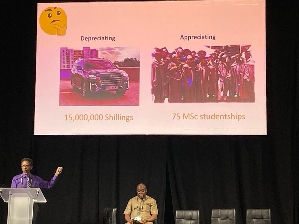 jordankyongo's tweet image. Q. Can African governments invest in the research &amp;amp; innovation ecosystem? 

A. 👇🏾 What KES. 15M to buy a land cruiser can buy you in terms of investing in Masters students training

#NuffSaid #GCAM2023 #DELTASAfrica @SciforAfrica 

By Prof. @sam_skmuchina