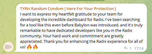 The #Radix Community is just the best. 

It hasn't been an easy road to get here but feedback like this makes it all worthwhile.
#RunsOnRadix