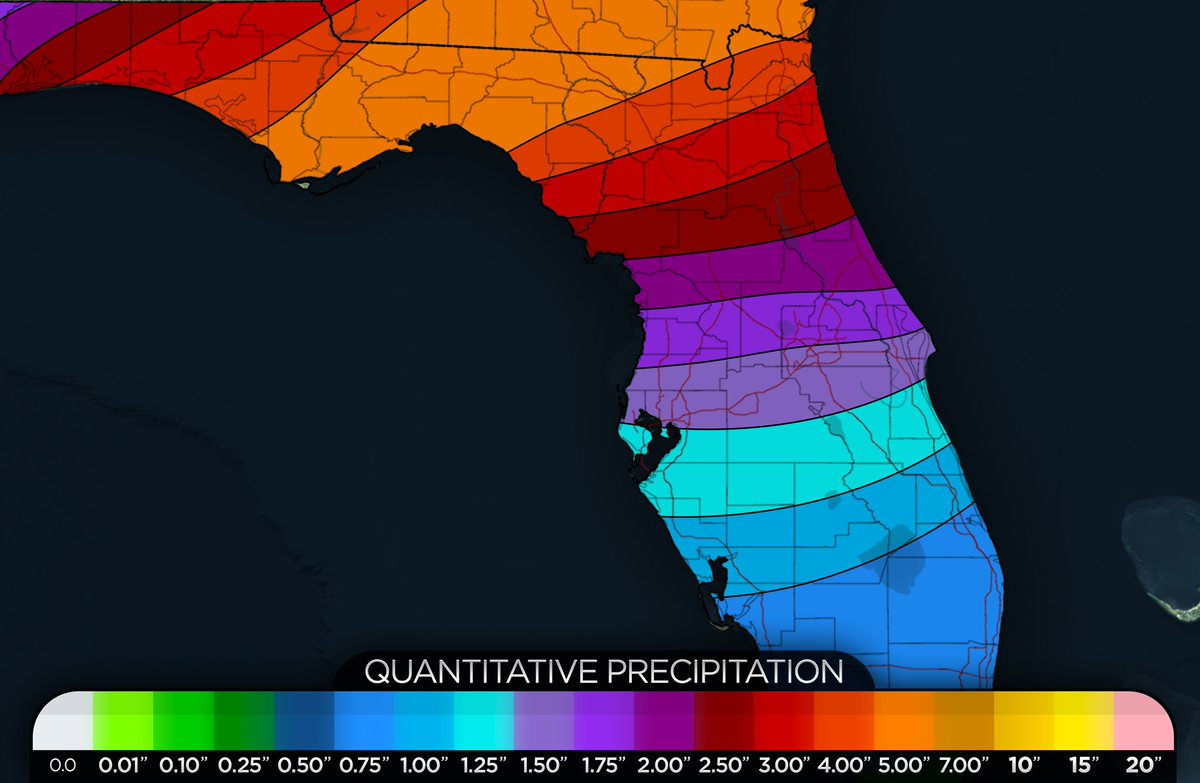 weatherforce11's tweet photo. A significant heavy rain event is shaping up for portions of Northern Florida into Southern Georgia tomorrow night through Friday. Rainfall amounts here could total 4-6" with some spots receiving 7" depending on the exact placement of the heaviest rain and storms. 

For Central Florida: Rainfall amounts will be on the order of 2-3" with some spots receiving 4-5" if under any training bands. 

For South Florida: Rainfall amounts will be around .50-1" with some spots that could receive locally higher amounts upwards of 2-3" depending on if storms train over the same area or move slowly. 

#flwx #gawx
