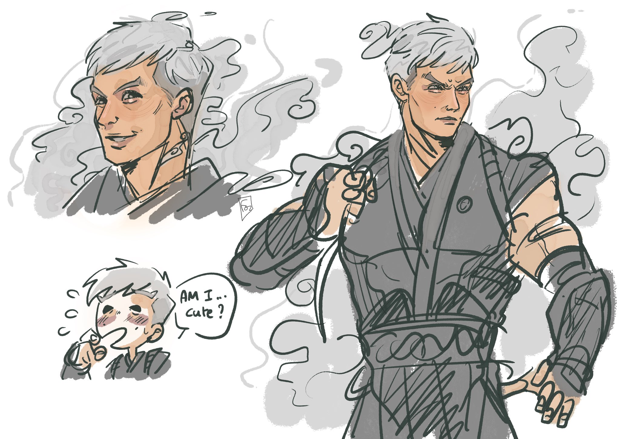 Draw vergil dmc5 smoking a cigarette