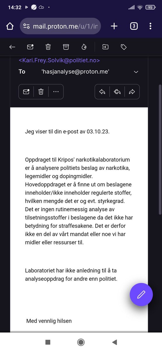 Reynolds420's tweet photo. @skandal0s Enig, derfor syns jeg dette svaret fra Kripos (fra samme tråd) er både ærlig og brutalt. Deres analyse handler kun om å få frem informasjon som kan bidra til dom og straff, ikke til skadeforebygging. Dette er tragisk. https://t.co/e6Uj0UvHmn