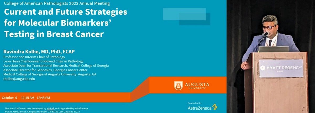 ESR1 mutation analysis is vital in managing metastatic breast cancer, especially for HR+ patients. They guide treatment like SERDs when other therapies fail &amp; monitoring for new mutations is vital. Shared new ASCO/NCCN ESR1 testing guidelines at the <a href="/Pathologists/">CAPathologists</a> meeting. #CAP23