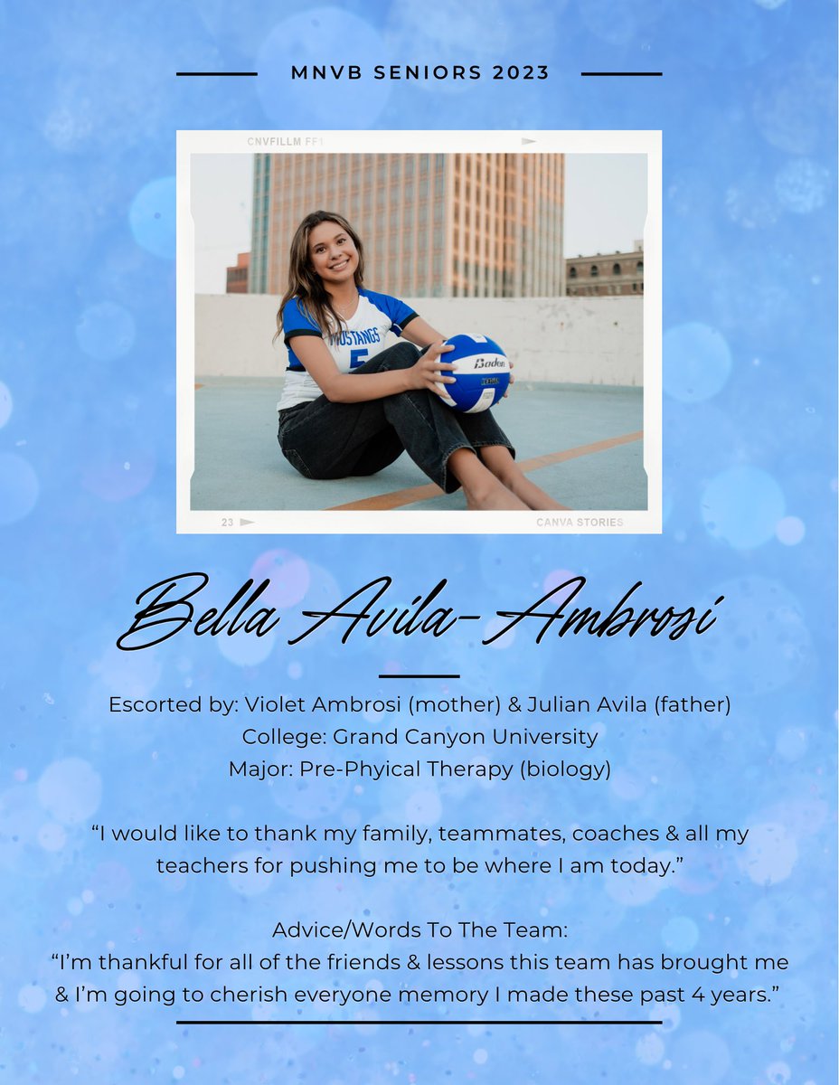 ✨Senior Night 2023✨

#5 Bella Avila-Ambrosi