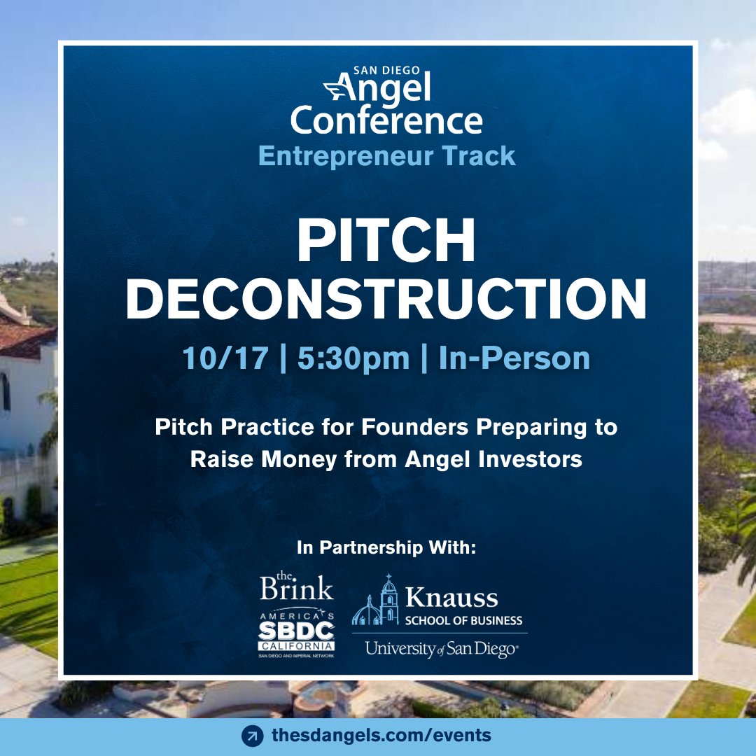 usd_fei's tweet photo. Pitch Deconstruction is a pitch practice event for anyone preparing to raise funds with angel investors. We will have 1-minute rounds where you can pitch your startup in front of judges and investors. This is learn-by-doing at its best, register today at https://t.co/O2WZb1Gpqc https://t.co/jKCwO9luOi