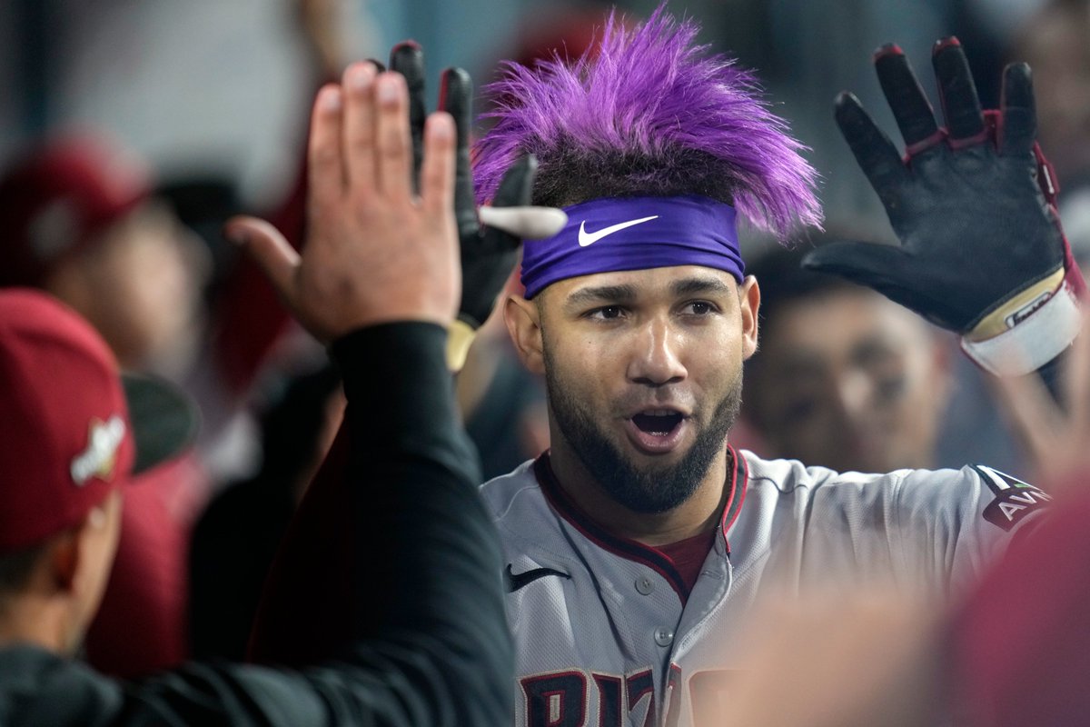 SNstats's tweet photo. Former #BlueJays Lourdes Gurriel Jr. &amp; Gabriel Moreno have combined for 1 Double, 3 HR &amp; 9 RBI through 4 postseason games for the #Dbacks.

#EmbraceTheChaos https://t.co/vcZlfPePpa