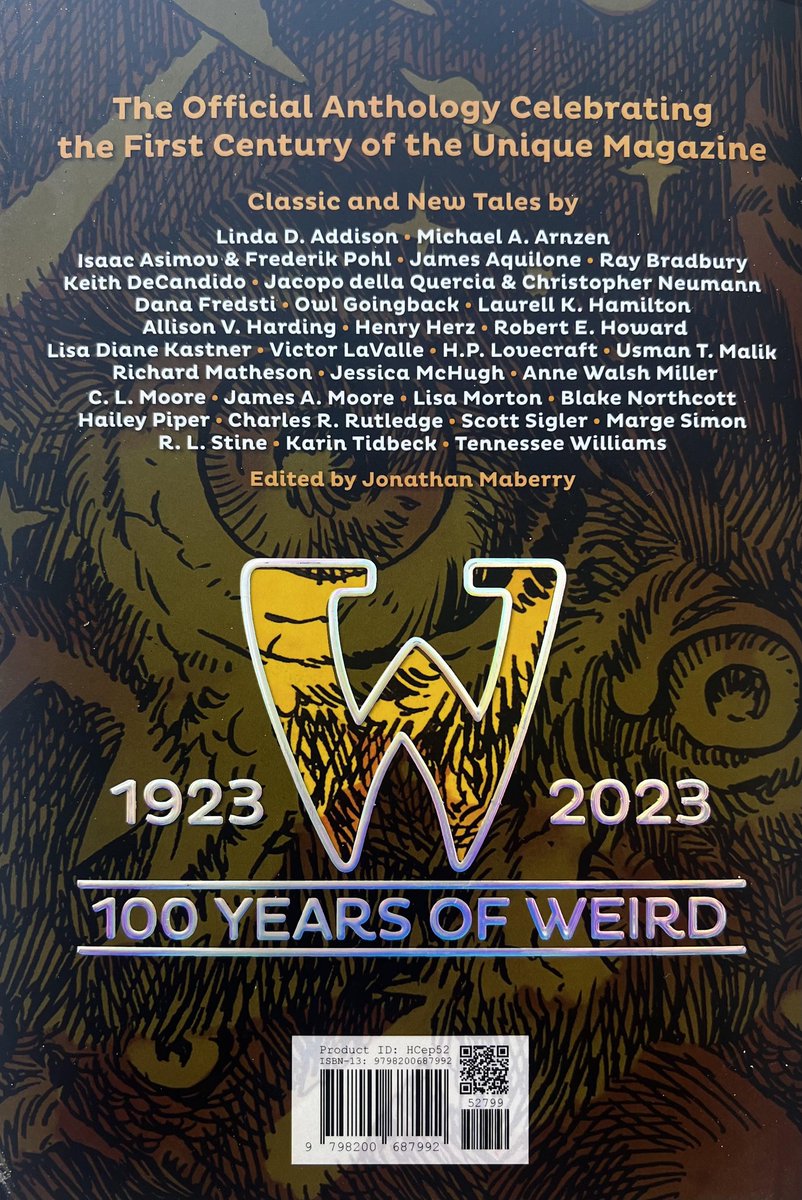 It's Alive!!! WEIRD TALES: 100 YEARS OF WEIRD, an anthology of new and classic stories from the Magazine that Never Dies!  I am exceptionally honored to have edited. NOW AVAILABLE in hardcover, eBook, and audio <a href="/BlackstoneAudio/">Blackstone Publishing</a> #anthology #weirdtales #weirdtales100
