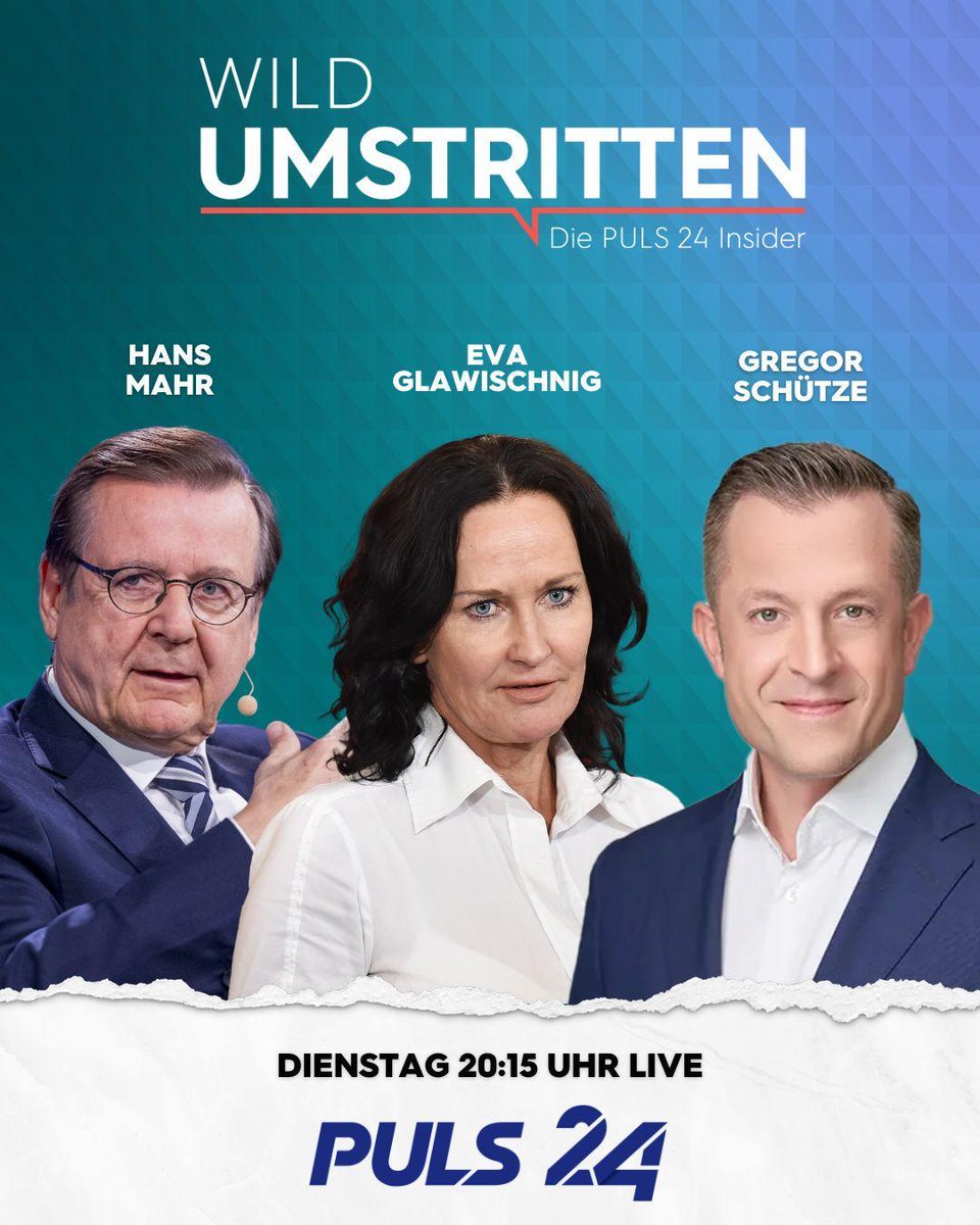 Medienmanager Hans Mahr, Ex-Grünen-Chefin Eva Glawischnig und ORF-Stiftungsrat-Mitglied <a href="/gregorschuetze/">Gregor Schütze</a> diskutieren bei #WildUmstritten am Dienstag u.a. über den Terror in Israel und Vizekanzler <a href="/WKogler/">Werner Kogler</a> im #Bürgerforum23. <a href="/wernersejka/">Werner Sejka</a>

📺 Heute, 20:15 Uhr auf #PULS24